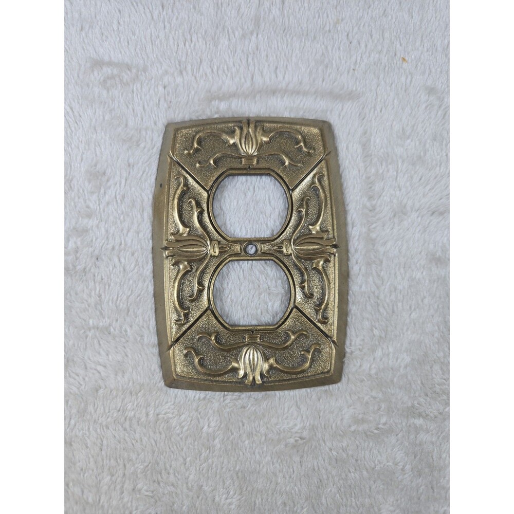 1960's Decorative Duplex Outlet Cover Wall Plate Antique Floral Ornate